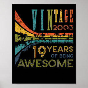 19 Year Old Birthday Vintage 2003 19th Birthday Poster