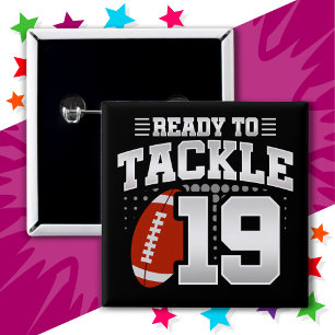 19 Year Old Tackle Football Party 19th Birthday 2 Inch Square Button