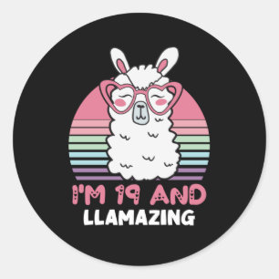 19 Years Old Bday Llamazing 19th Birthday Llama Classic Round Sticker