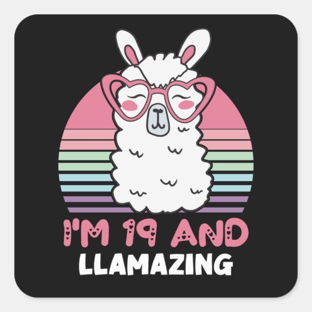 19 Years Old Bday Llamazing 19th Birthday Llama Square Sticker (Front)