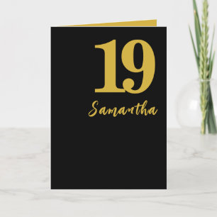 19 Years Old Birthday Card, Black and Gold Announcement