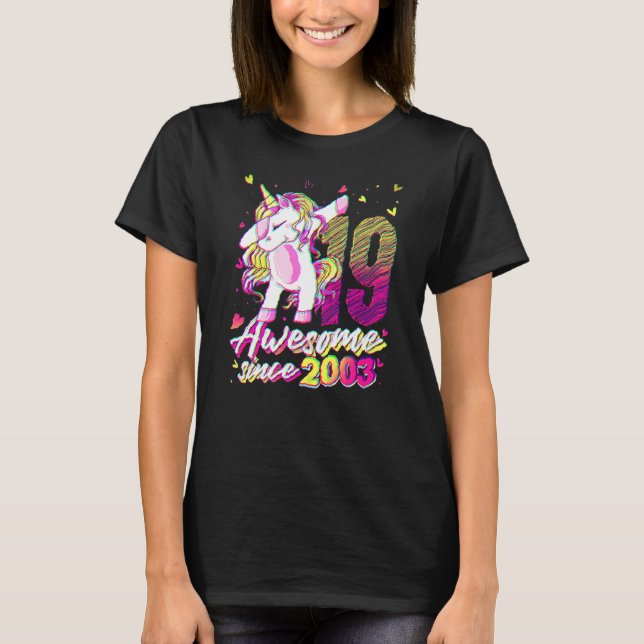 19 Years Old Unicorn Dabbing 19th Birthday Unicorn T-Shirt (Front)