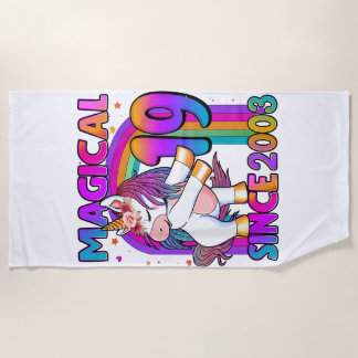 19 Years Old Unicorn Flossing 19th Birthday Girl U Beach Towel