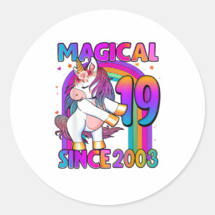 19 Years Old Unicorn Flossing 19th Birthday Girl U Classic Round Sticker