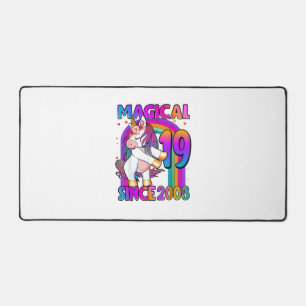19 Years Old Unicorn Flossing 19th Birthday Girl U Desk Mat