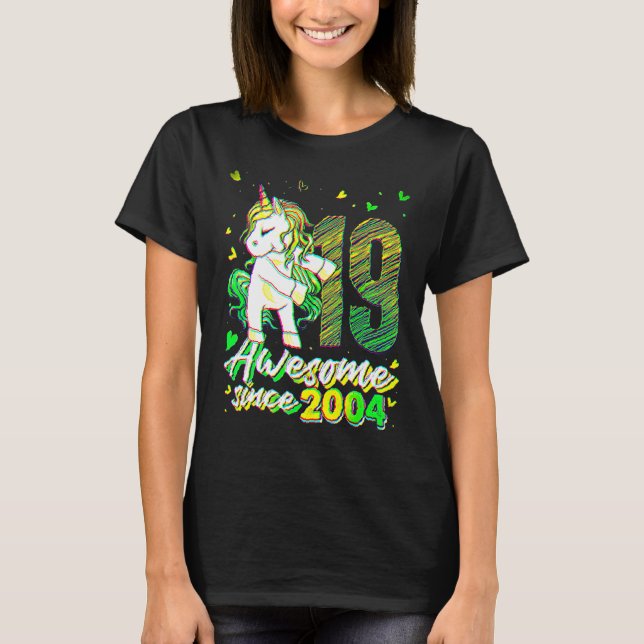 19 Years Old  Unicorn Flossing 19th Birthday Unico T-Shirt (Front)