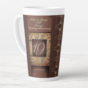19e anniversaire Mariage bronze foncé latte Mug