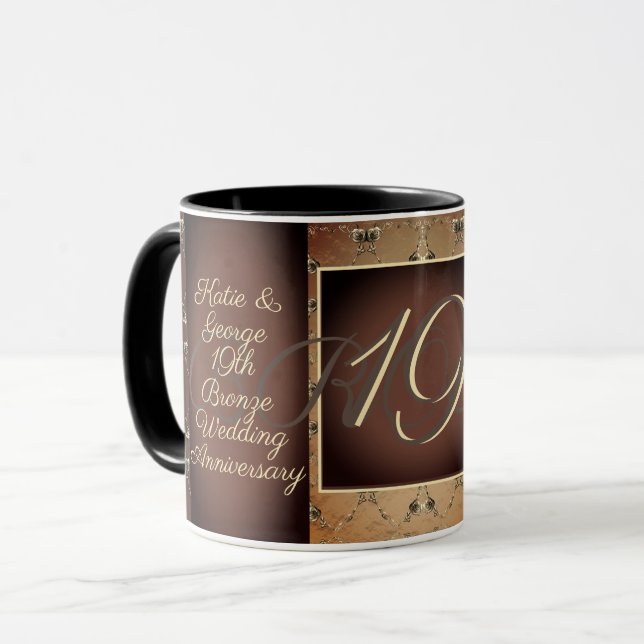 19e Mariage de bronze Anniversaire Mug (Devant gauche)