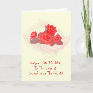19ème carte d'anniversaire heureuse pour la fille
