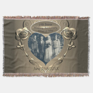 19th/8th Bronze(Color)Photo Wedding Anniversary Throw Blanket