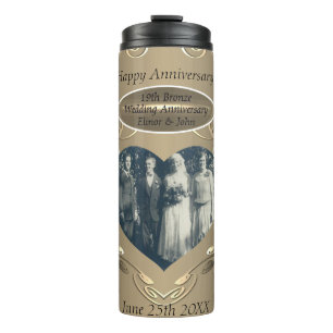 19th/8th Bronze(Colour)Photo Wedding Anniversary Thermal Tumbler