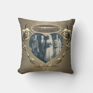 19th/8th Bronze(Colour)Photo Wedding Anniversary Throw Pillow