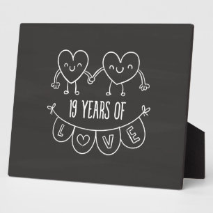 19th Anniversary Gift Chalk Hearts Plaque