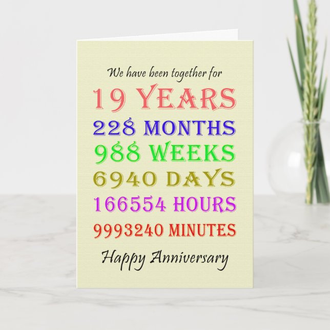 19th Anniversary Milestones Card (Front)