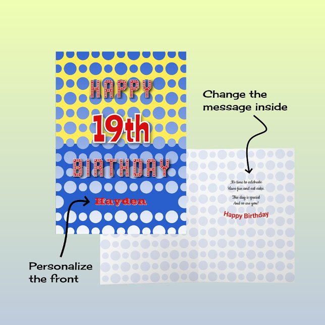 19th Birthday add name circles pattern Card (Creator Uploaded)