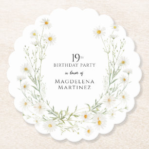 19th Birthday April Birthday Month Daisy Custom Paper Coaster