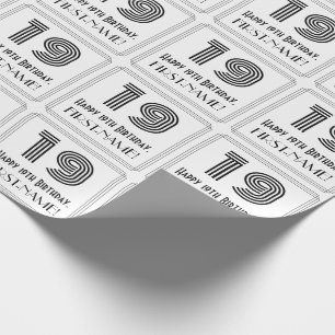 19th Birthday: Art Deco Inspired Style "19" + Name Wrapping Paper