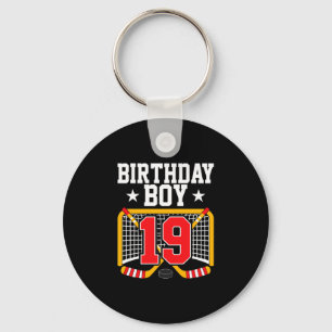 19th birthday boy hockey player 19 years old bday keychain