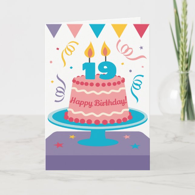 19th Birthday Cake Card (Front)