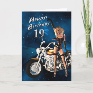 19th Birthday card with a motorbike