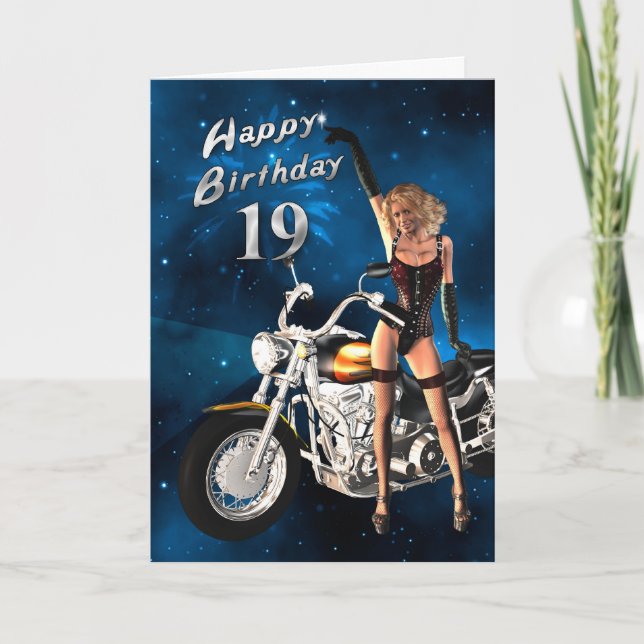 19th Birthday card with a motorbike (Front)