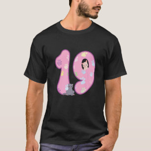 19th Birthday Cat  Cat Birthday Party Paws Birthda T-Shirt