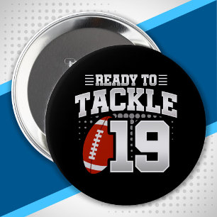19th Birthday - Football Mom - Football Player 4 Inch Round Button