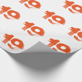 19th birthday for anyone, orange on white. wrapping paper