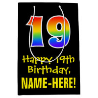 19th Birthday: Fun, Bold, Colourful, Rainbow "19"