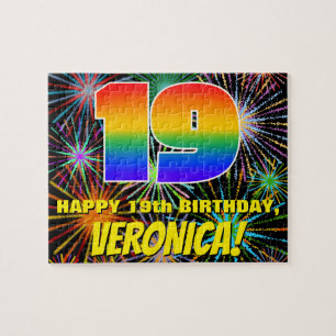 19th Birthday: Fun, Colourful Celebratory Firework Jigsaw Puzzle