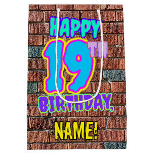 19th Birthday: Fun, Urban Graffiti Inspired Look Medium Gift Bag