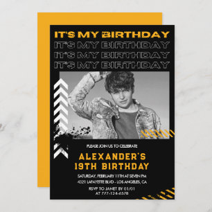 19th birthday invitations Men Photo Spray paint
