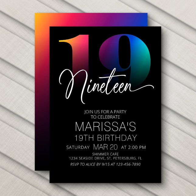 19th Birthday Modern Invitation (Creator Uploaded)