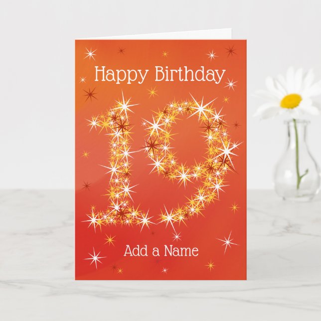 19th Birthday - Number 19 in Stars - Red - Age Card (Small Plant)