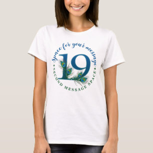 19th Birthday Or Anniversary Peacock Feathers T-Shirt