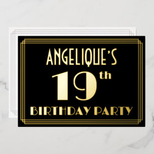 19th Birthday Party: Art Deco Look “19”, w/ Name