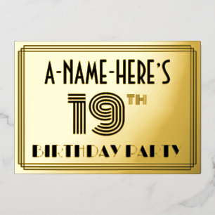 19th Birthday Party — Art Deco Style “19” & Name