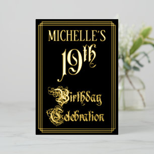 19th Birthday Party — Fancy Script & Custom Name
