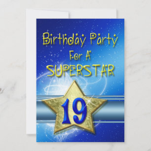 19th Birthday party Invitation for a Superstar.