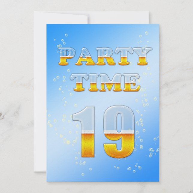 19th birthday party invitation with beer (Front)