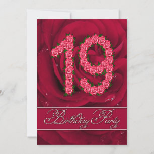 19th birthday party invitation with roses