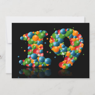 19th Birthday party, with bubbles and balls Invitation