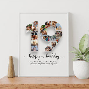 19th Birthday Photo Collage Poster