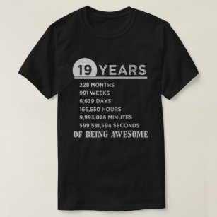 19th Birthday Shirt 19 Years Old Anniversary Gifts
