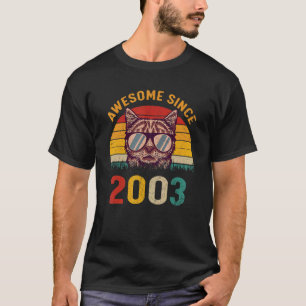 19th Birthday Vintage Cat  19 Years Awesome Since  T-Shirt