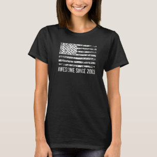19th Birthday Vintage Usa Flag Awesome Since 2003 T-Shirt