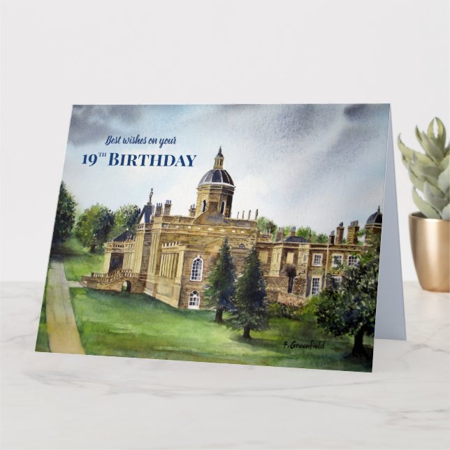 19th Birthday Wishes Castle Howard York Painting Card (Small Plant)