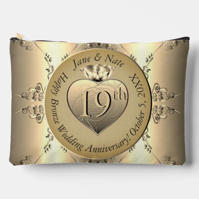 19th Bronze Colour Wedding Anniversary  Accessory Pouch (Front)