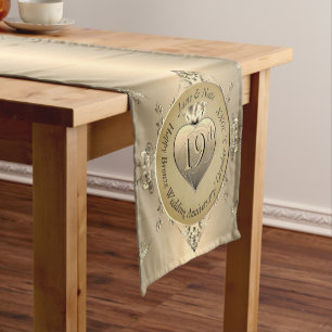 19th Bronze Colour Wedding Anniversary  Short Table Runner