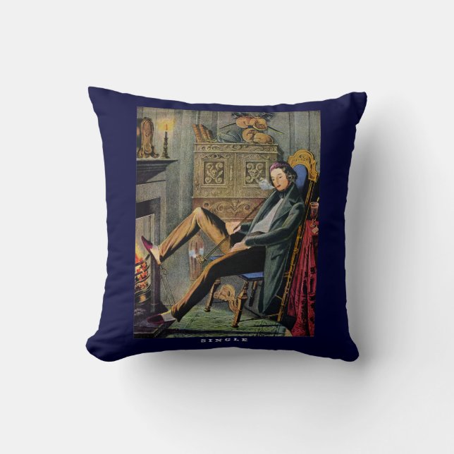19th C. Bachelorhood Throw Pillow (Front)